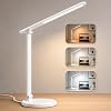 Lámpara de escritorio LED para hogar y oficina, luz táctil de 9W que cuida la vista, blanco | Luz difusa que cuida la vista, luz profesional para computadora para lectura, manualidades, dormitorio, 3 temperaturas de color y atenuable con 15 modos, memoria 1