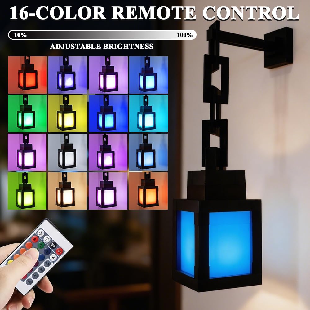 Lampada da Parete Torcia 16 Colori, 17,8cm Craft Lampada a Torcia, 3 Livelli di Luminosità,Ricaricabile Tramite USB,con Telecomando,Lamp 3D Torch per Bambini Sala Giochi Regali Camera e fes