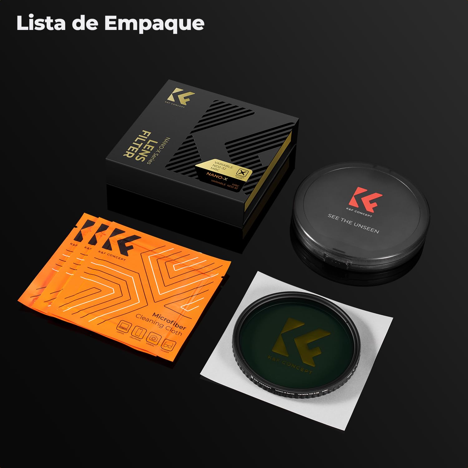 K&F CONCEPT Nano-X 37mm Filtro Variable ND2-32 (5 Pasos) de Vidrio óptico HD con Nano Revestimiento de 28 Capas para Objetivo 37mm