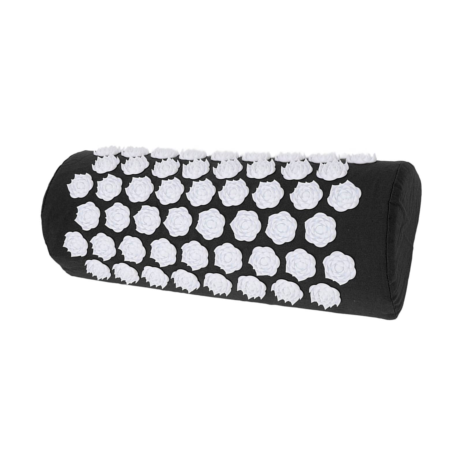JTLB Neck and Back Massager Cushion with Acupressure Points, Headaches, Migraines Relief Pillow, Ergonomic Floral Design, Made of ABS, Cotton (Black)