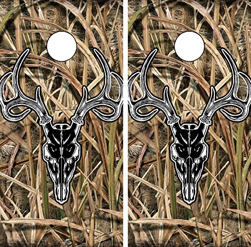 C250 Camo Deer Skull Cornhole WRAP Wraps Laminated Board Boards Decal Set Decals Vinyl Sticker Stickers Bean Bag Game Vinyl Graphic Tint Image