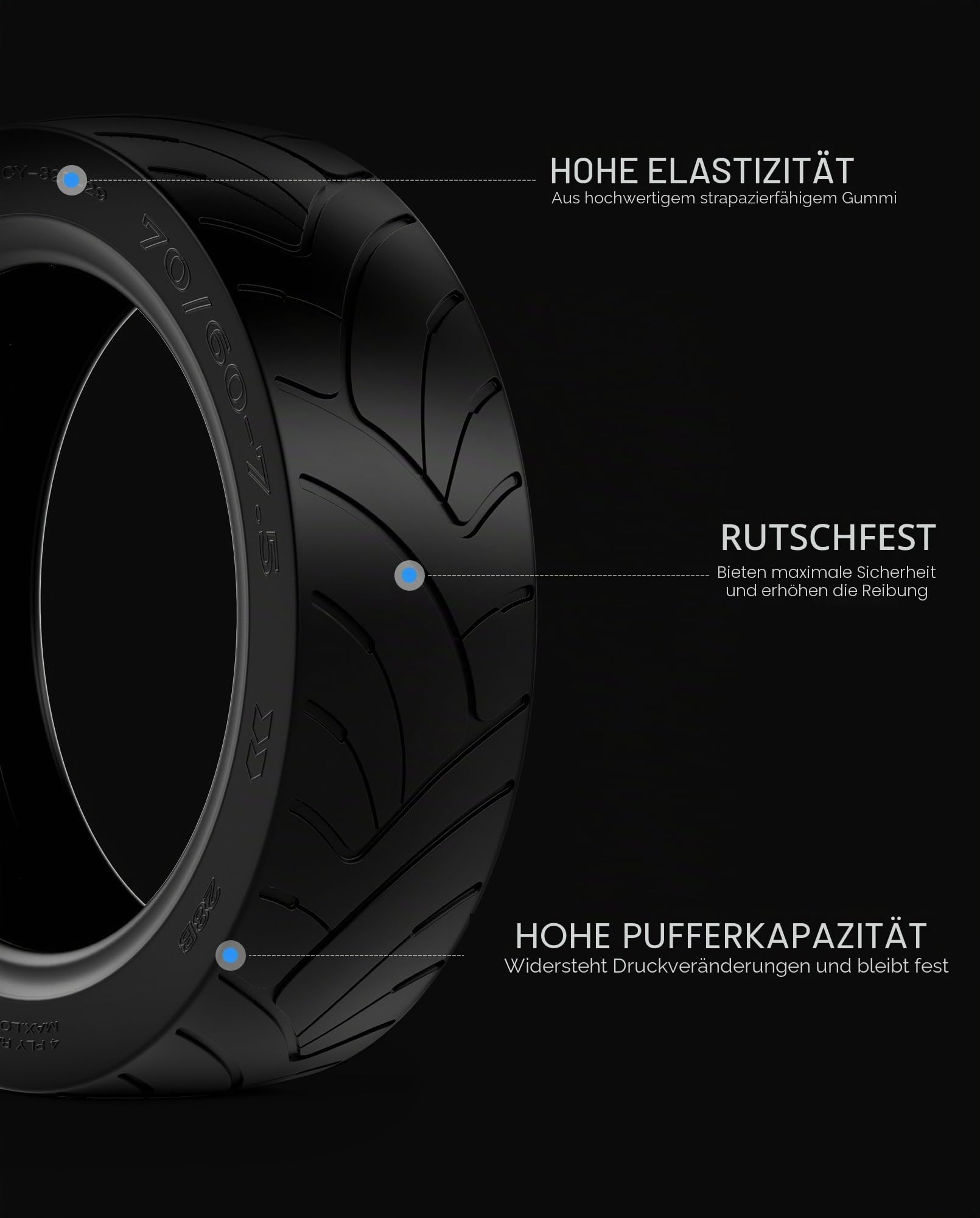 70/60-7.5 Jelly-Reifen Kompatibel mit Segway Ninebot Max G3 / G3E / G3D Kickscooter Leer Outer Tyre 11 Zoll Rutschfest Tubeless Reifen Original Zubehör