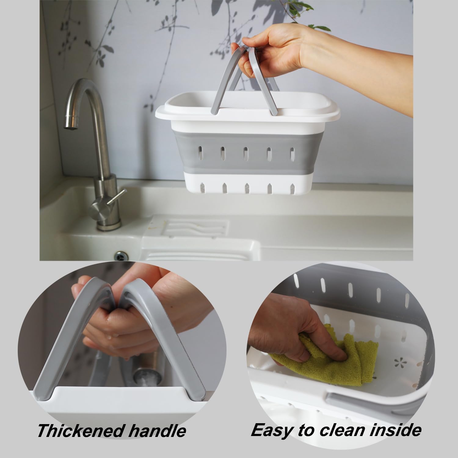 Collapsible Plastic Shower Caddy with Handle, Perforated, Portable Bathroom Organizer for Bedroom, Camping & RV (Orange, 2-Pack)