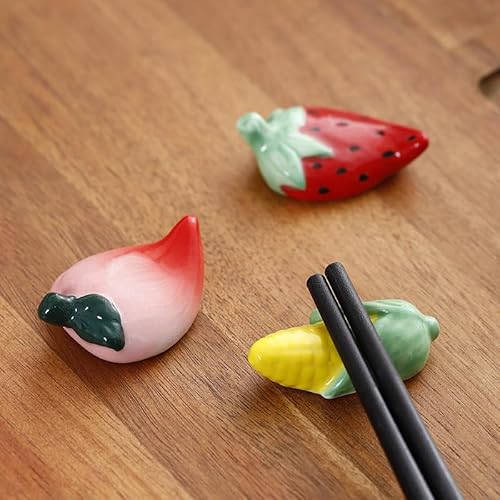 LIVIA野菜と果物の箸置き:可愛い陶器製のクリエイティブなインテリア小物 (3色)