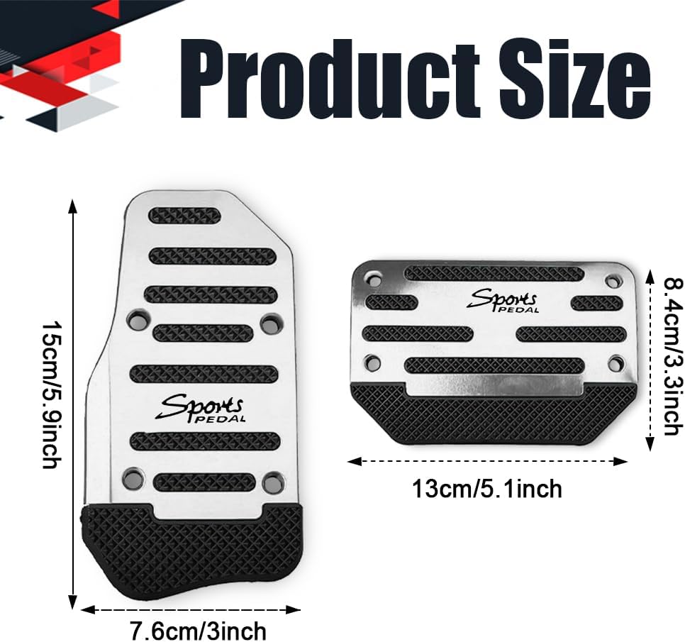 2PCS Non-Slip Car Pedal Covers, Premium Aluminum Alloy Gas and Brake Pedals Covers for Safe Driving, Automatic Transmission Pedal Covers Replacement Kit, Universal Car Accessories for Most Car - Image 2