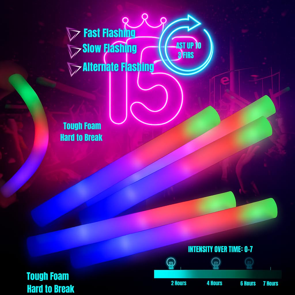Paquete de 120 barras de luz LED personalizadas para cualquier ocasión, varillas brillantes para bodas, cumpleaños, accesorios de pista de baile, 3 modos de varitas brillantes
