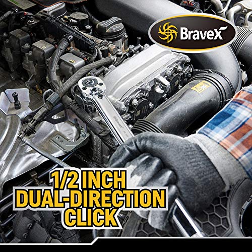 1/2-Inch Torque Wrench Drive, Click Torque Wrench kit for Bikes Car Motorcycle Multitool | Quick-Release Reversible | Non-Slip Grip |10~150 ft./lb, 14~203 Nm