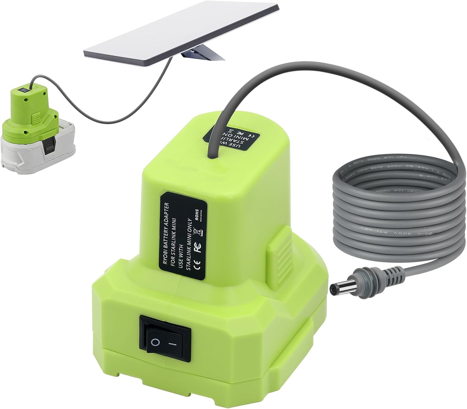 Starlink Mini Battery Adapter Compatible with Ryobi, Starlink Mini Power Cable for 18V Battery, 3.2FT 18AWG Battery Adapter DC Power Cable (Green)