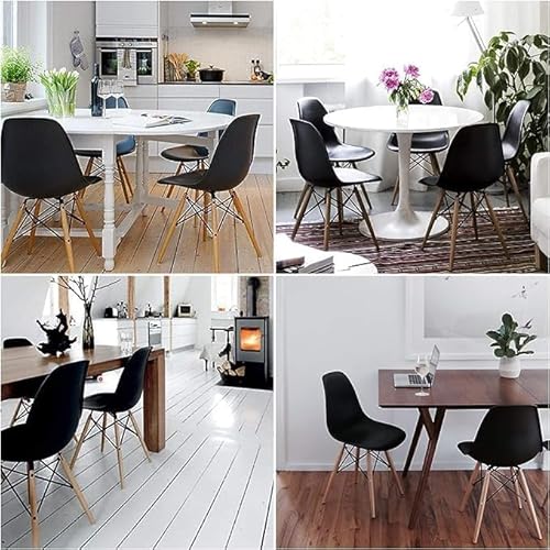 كرسي من تايمي لغرفة المعيشة والطعام والنوم والمكتب، بأرجل خشب صلب ومقعد بلاستيك ABS مصبوب وتصميم باكت ستايل ومساند للذراعين، مصنوع من البلاستيك، باللون الأسود