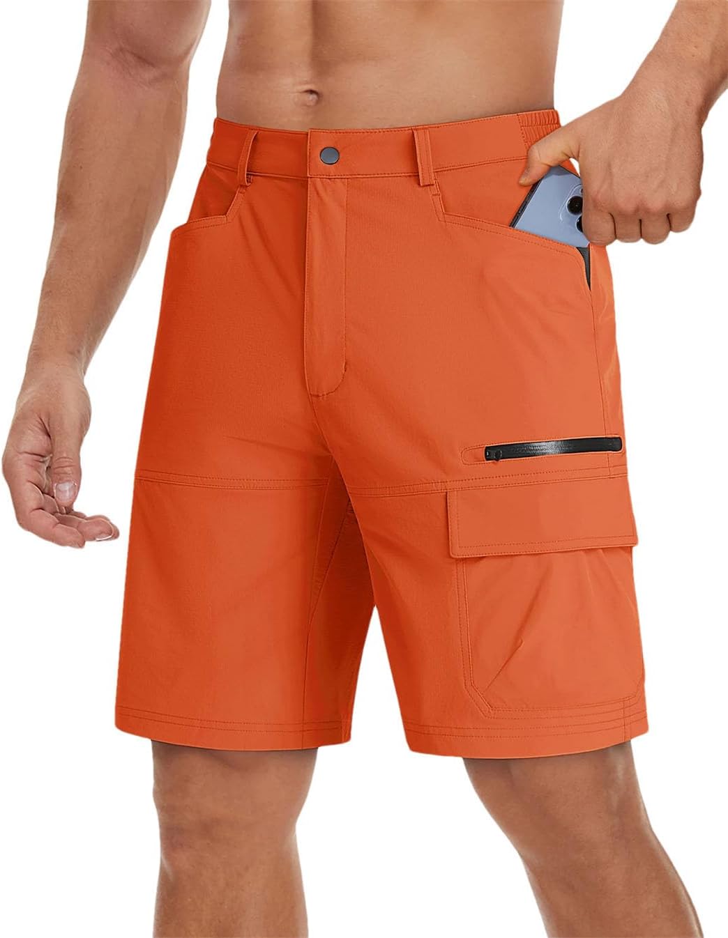 Men Summer Quick Drying Work Shorts Casual Hiking Cargo Shorts Lightweight Outdoor Fishing Short Pants