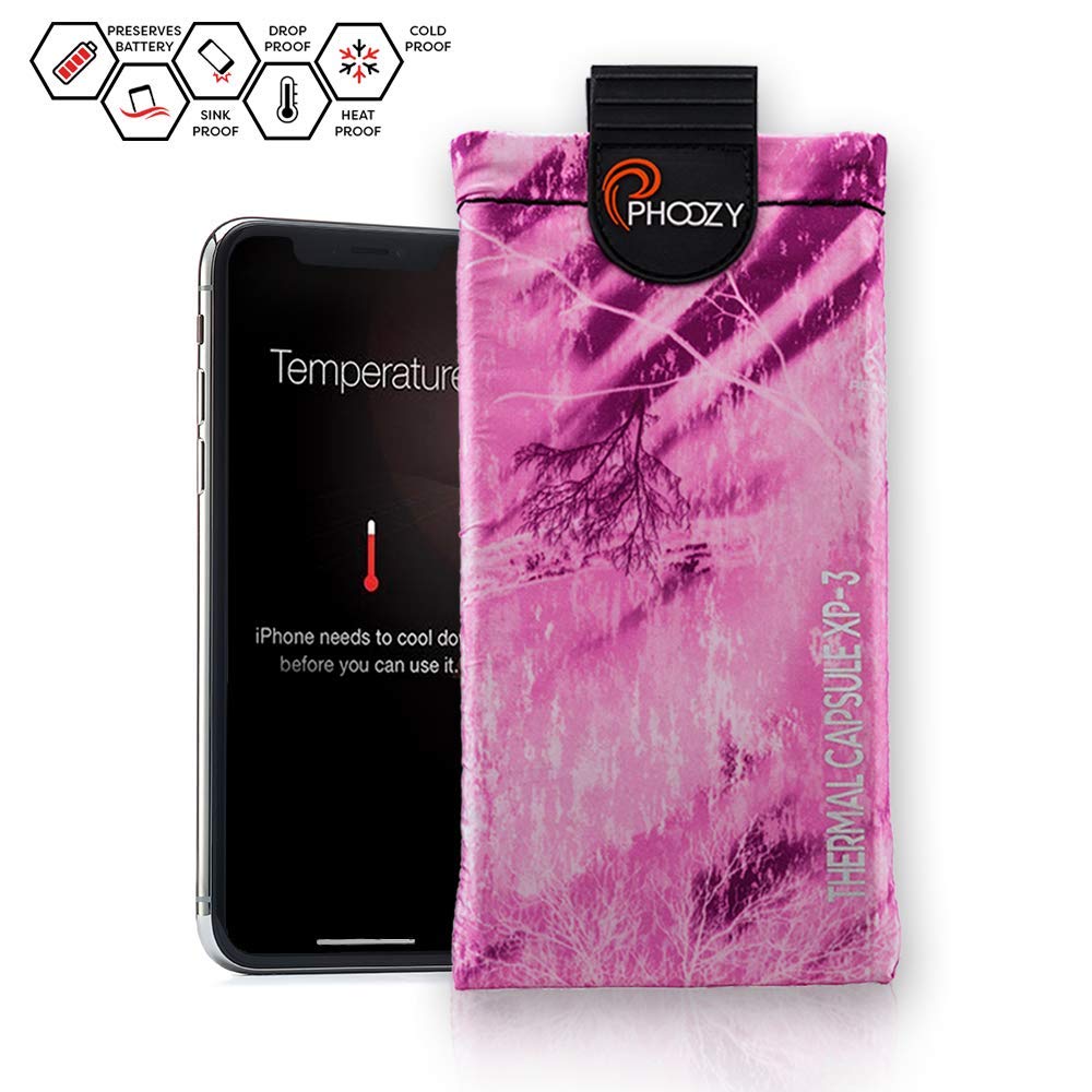 PHOOZY XP3 Series Ultra Rugged Thermal Phone Case - Insulated Weatherproof Phone Pouch Protects Against Cold & Extends Battery Life Stash Pocket MultiPoint Attachment System [Pink Fusion - Medium]