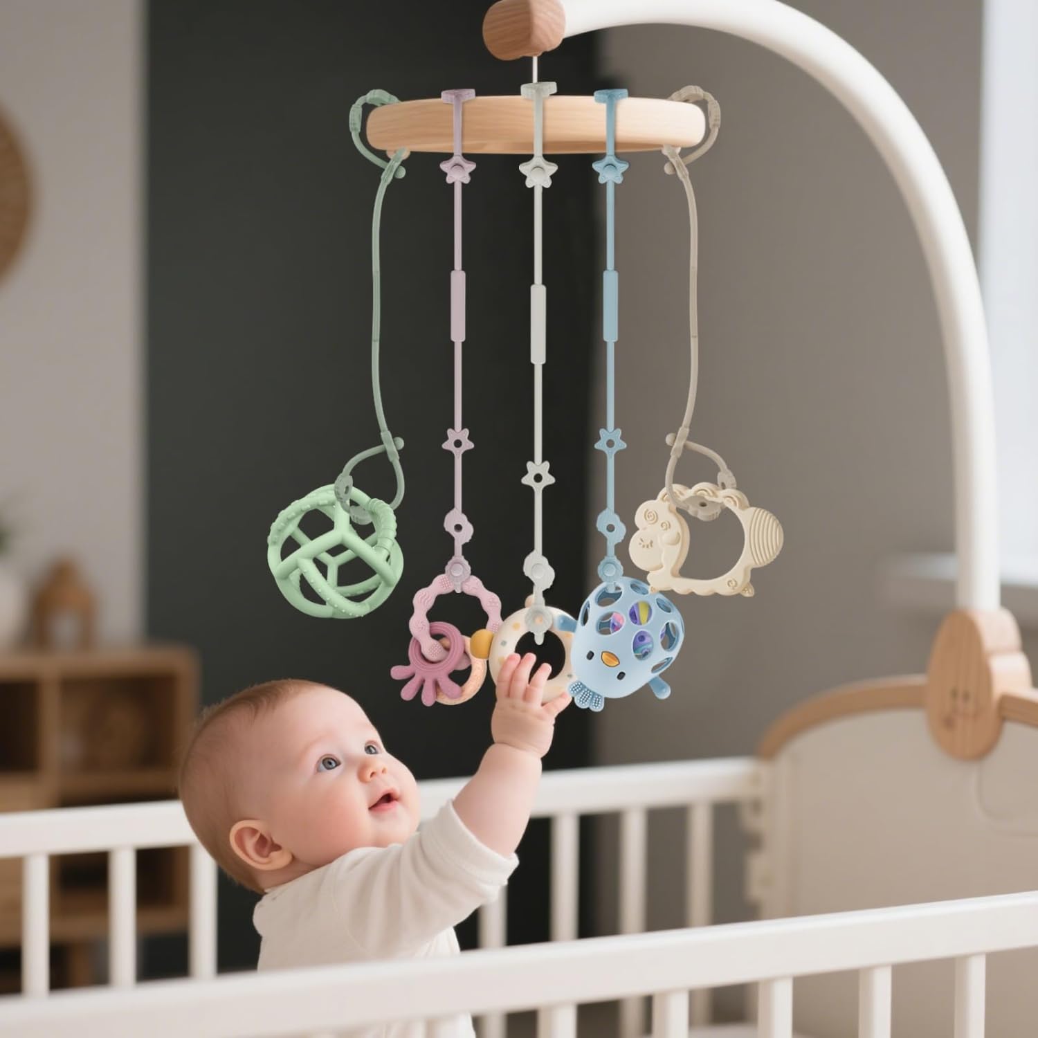 Ahamo 2-Pack Silicone Pacifier Clip & Holder Chain for Baby | Secure Anti-Lost Straps with Strong Clasp for Pacifiers, Teethers, Toys (Dyst Lilac & Sage Green) - Image 7 thumbnail