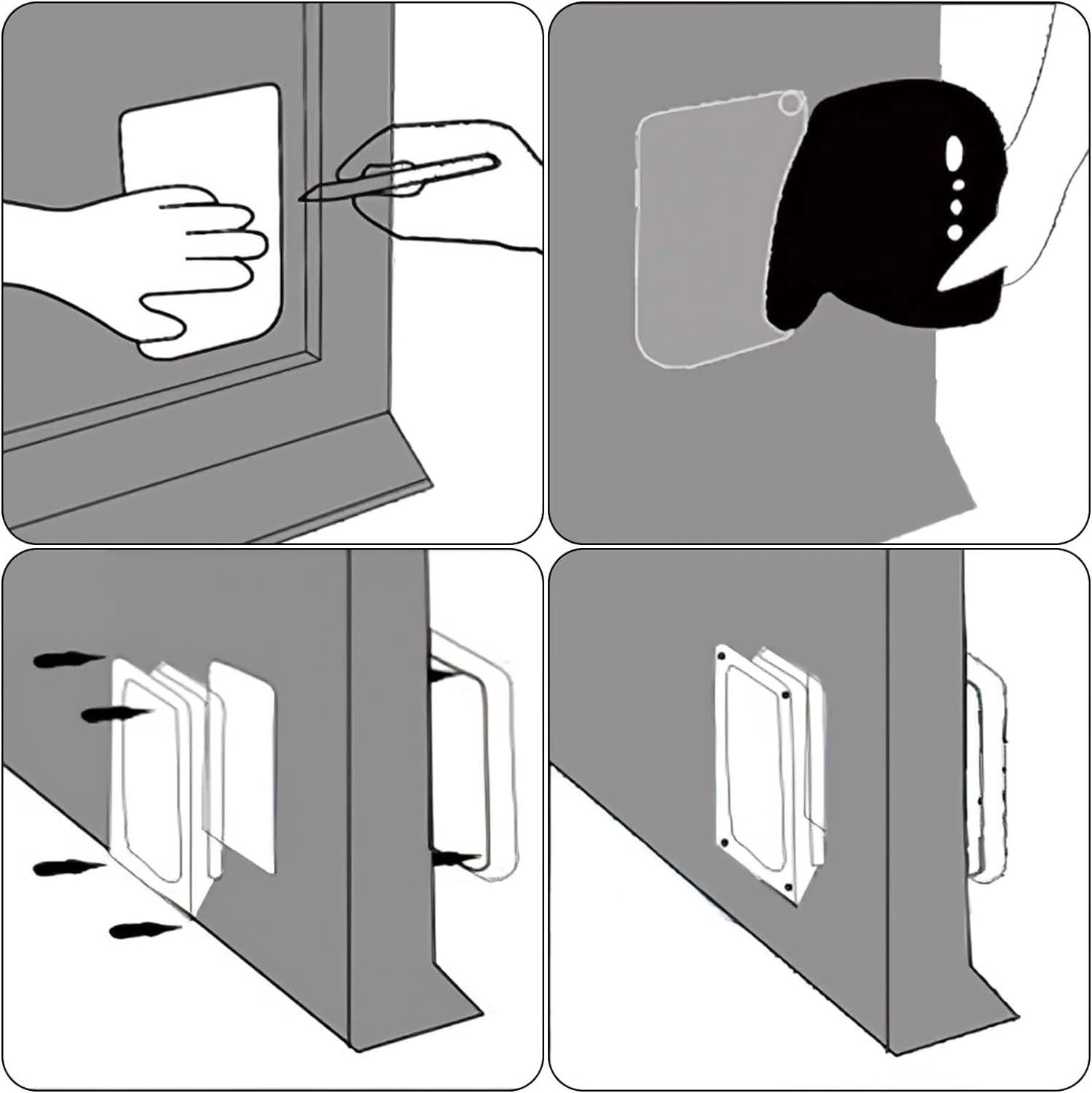 Sportello per Gatti, Porta per Gatti e Cani, 4 vie chiusura per porta per animali domestici (L: 25 x 23.5 x 5,5cm)