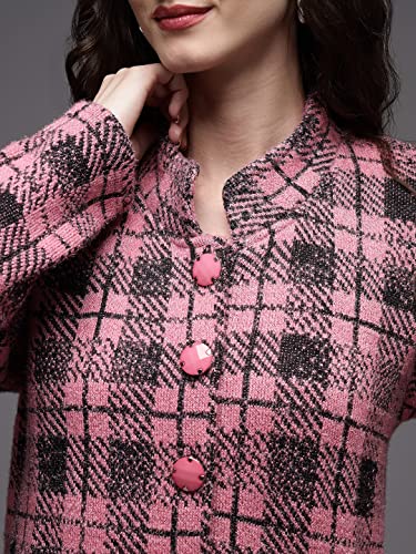 Image of eWools Women's Wool Blend Banded Collar Cardigan Sweaters