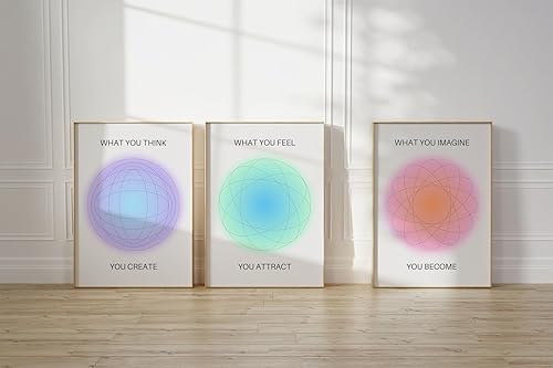 Miniatura 6 de iHery Juego de 3 pósteres grandes de aura sin marco, 12 x 16 pulgadas, lienzo de alta calidad para decoración estética, arte de pared estético,