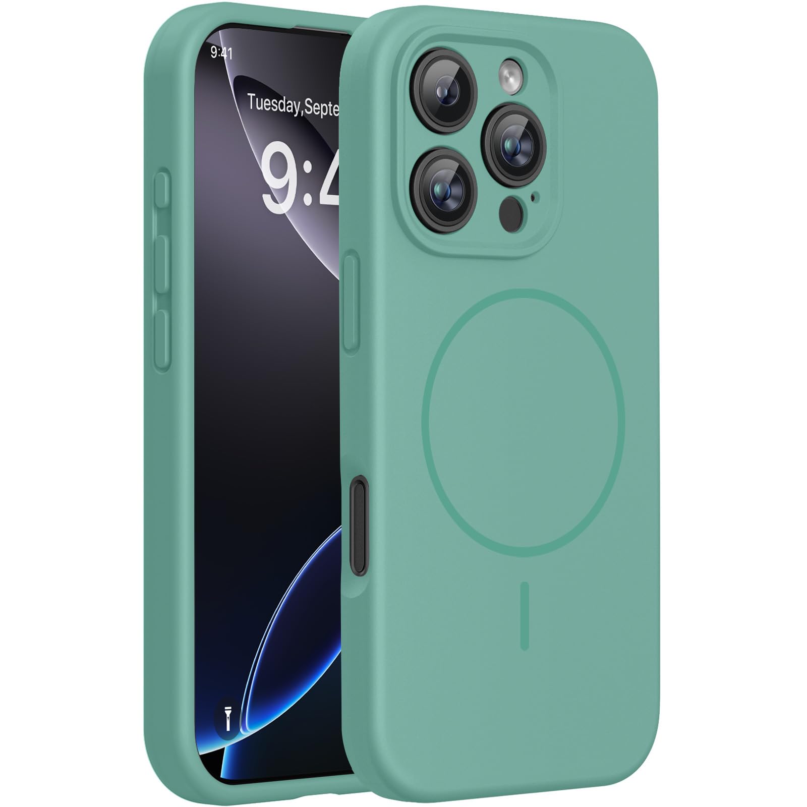 Miracase Silicone &amp; Magnetic for iPhone 16 Pro Max Case, Midnight Green