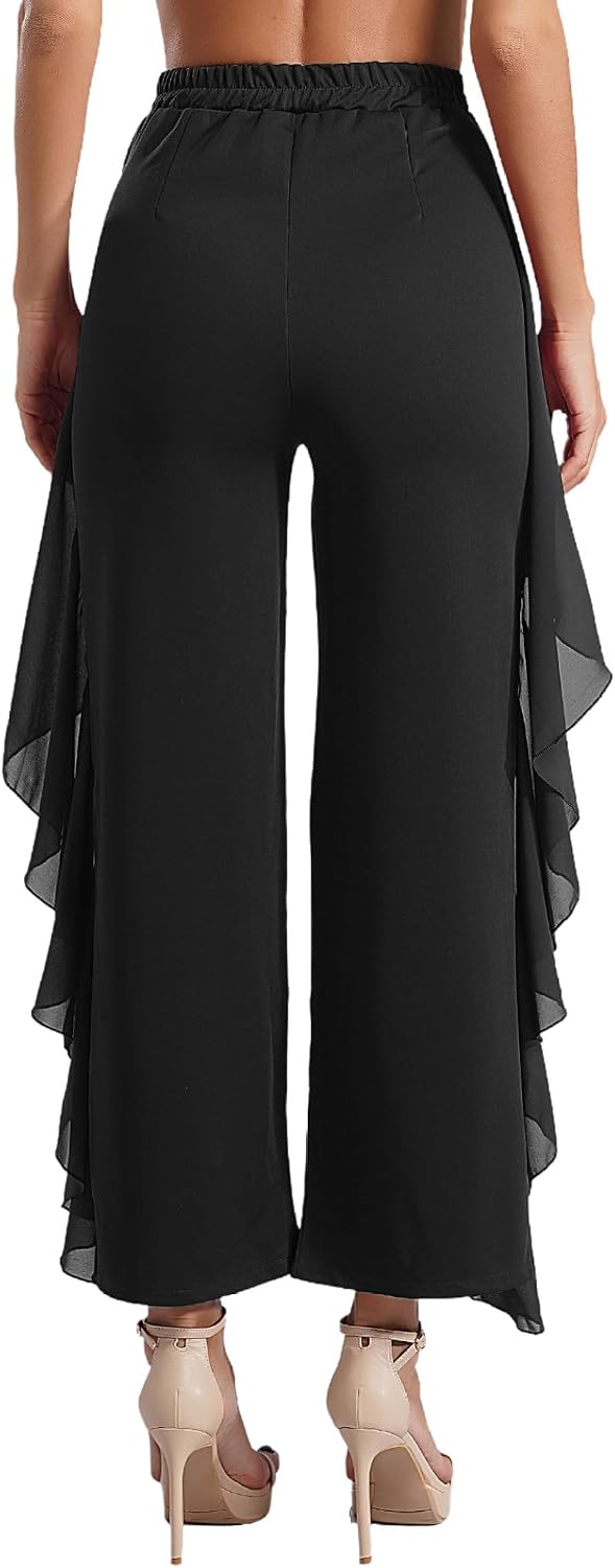 Women's Latin Dance Pants Tango Salsa Samba Dance Pantskirt Flowy Trousers Belly Dance Pants
