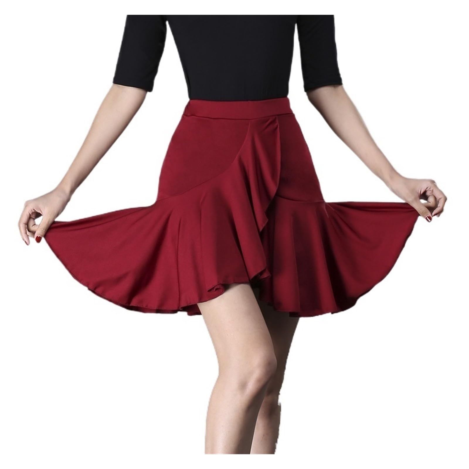Vestiti da Ballo Latino Americano Womens Latin Dance Skirt Ballroom Rumba Samba Tango ChaCha Ruffles Gonne Wrap Dancewear Costume Stage Performamnce Gonne (Color : 2, Size : XXXL)