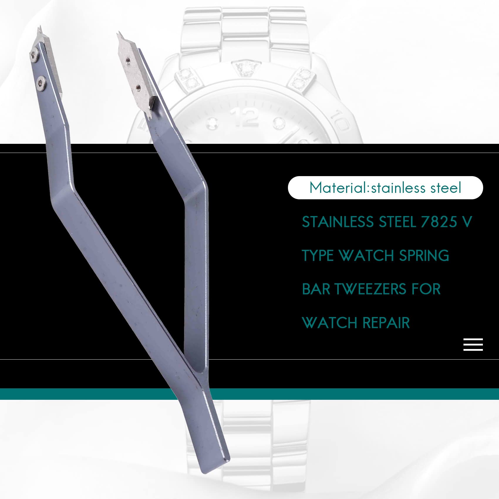 Dciustfhe Pince à ressort en acier inoxydable 7825 V pour réparation de montres