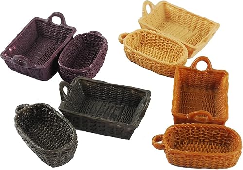 WFashion 8 piezas 112 Mini casa de muñecas en miniatura cesta de pan de comida accesorios de decoración para casa de muñecas