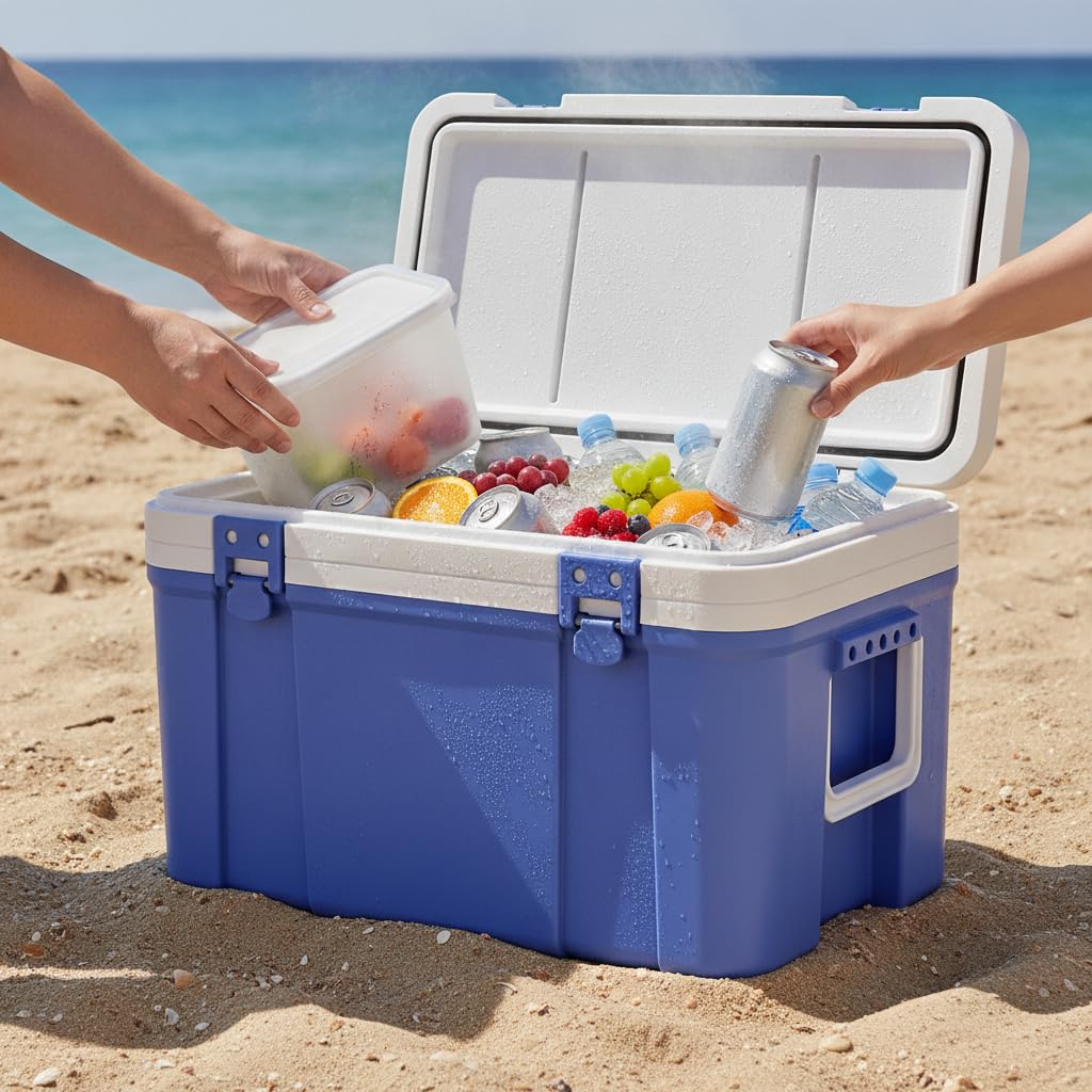 Glacière Portable Extérieur Plastique | 6-8h chaud - 24h froid - paroi intérieure épaissie, idéale pique-niques - pour la plage - pour la randonnée
