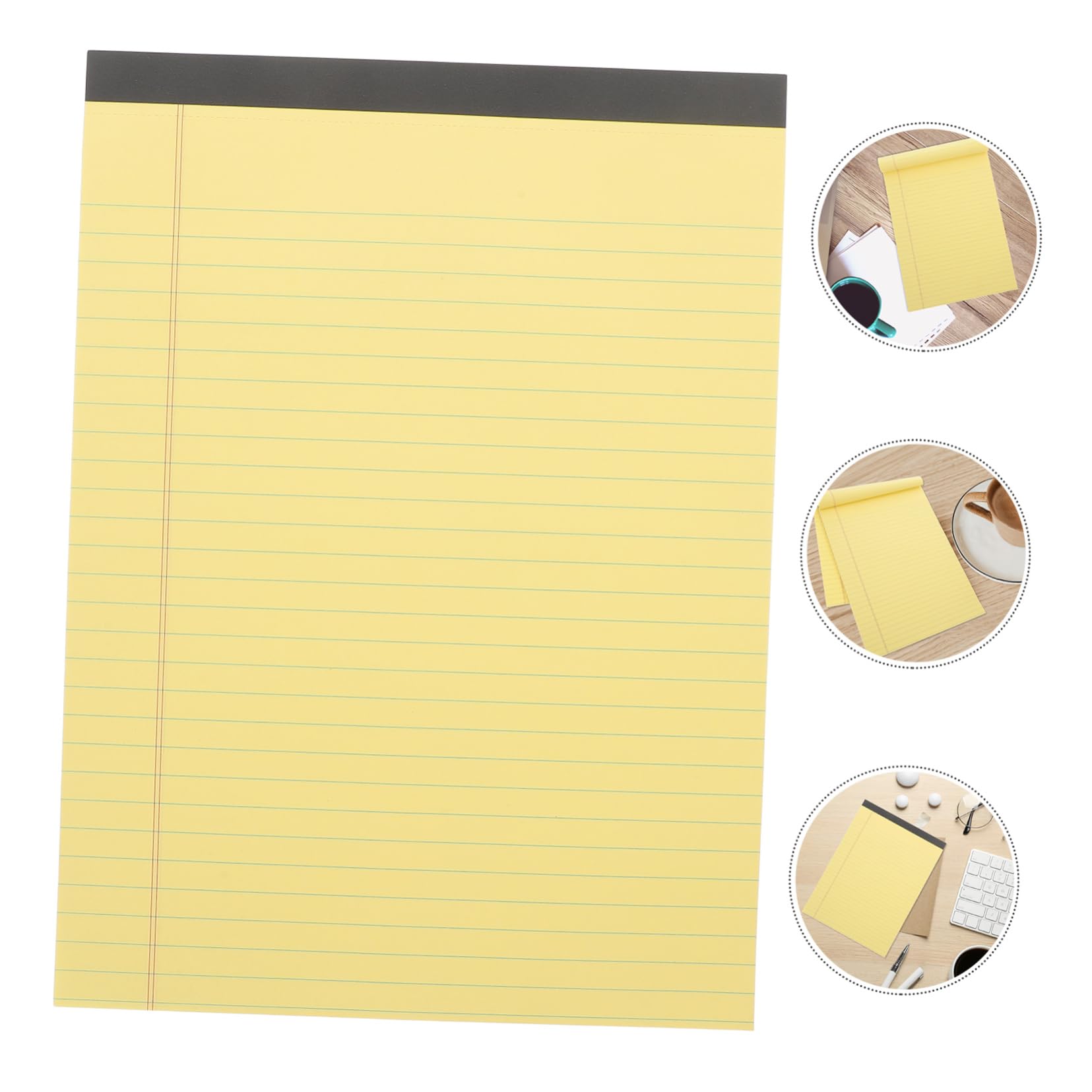 SHINEOFI 4 Stück-packung Notizblock Liniert A4 Abreißbar Gelb Papier für Büro und Planung Tragbar Bürobedarf