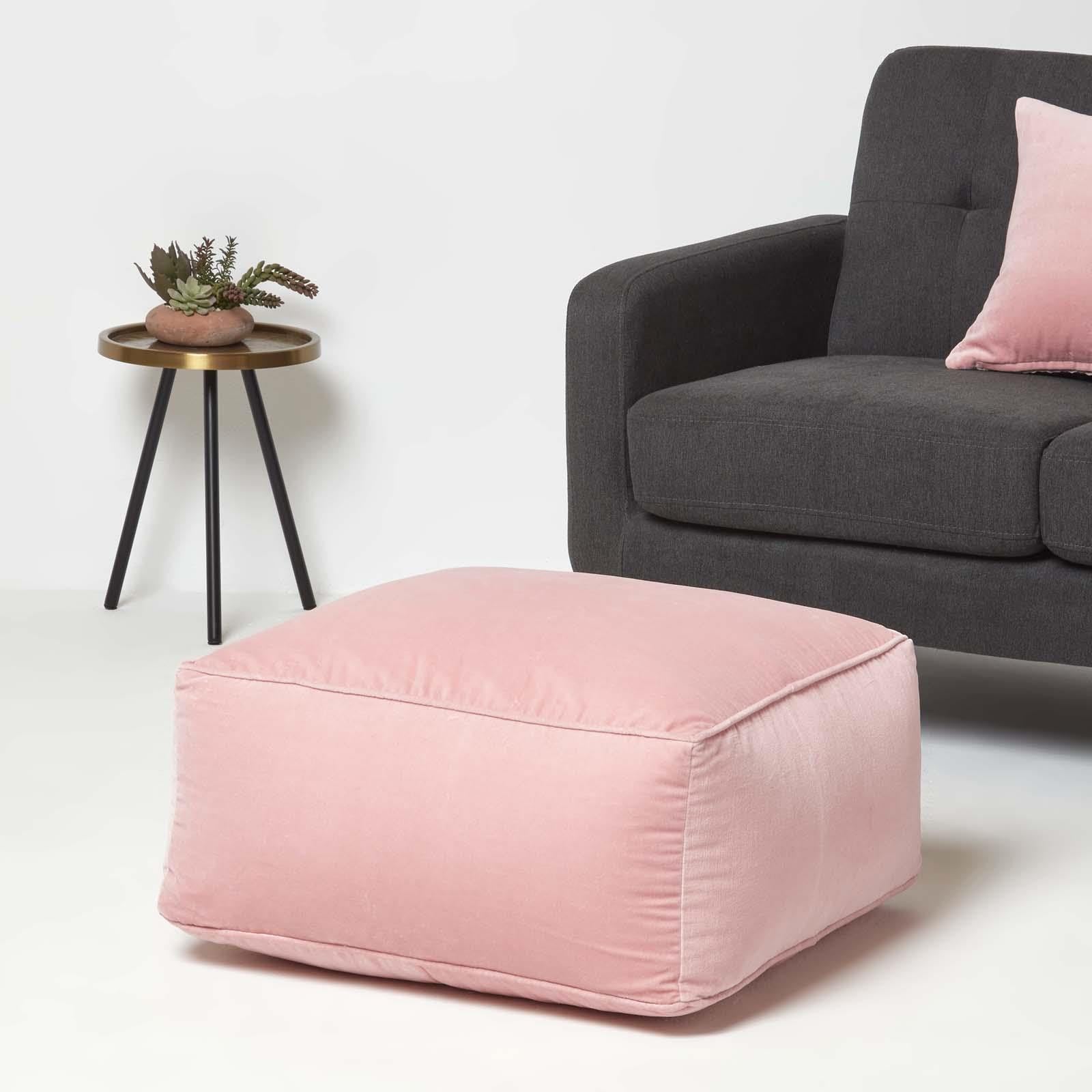 SIMPLIHOME Nate Square Pouf, Footstool, Upholstered in