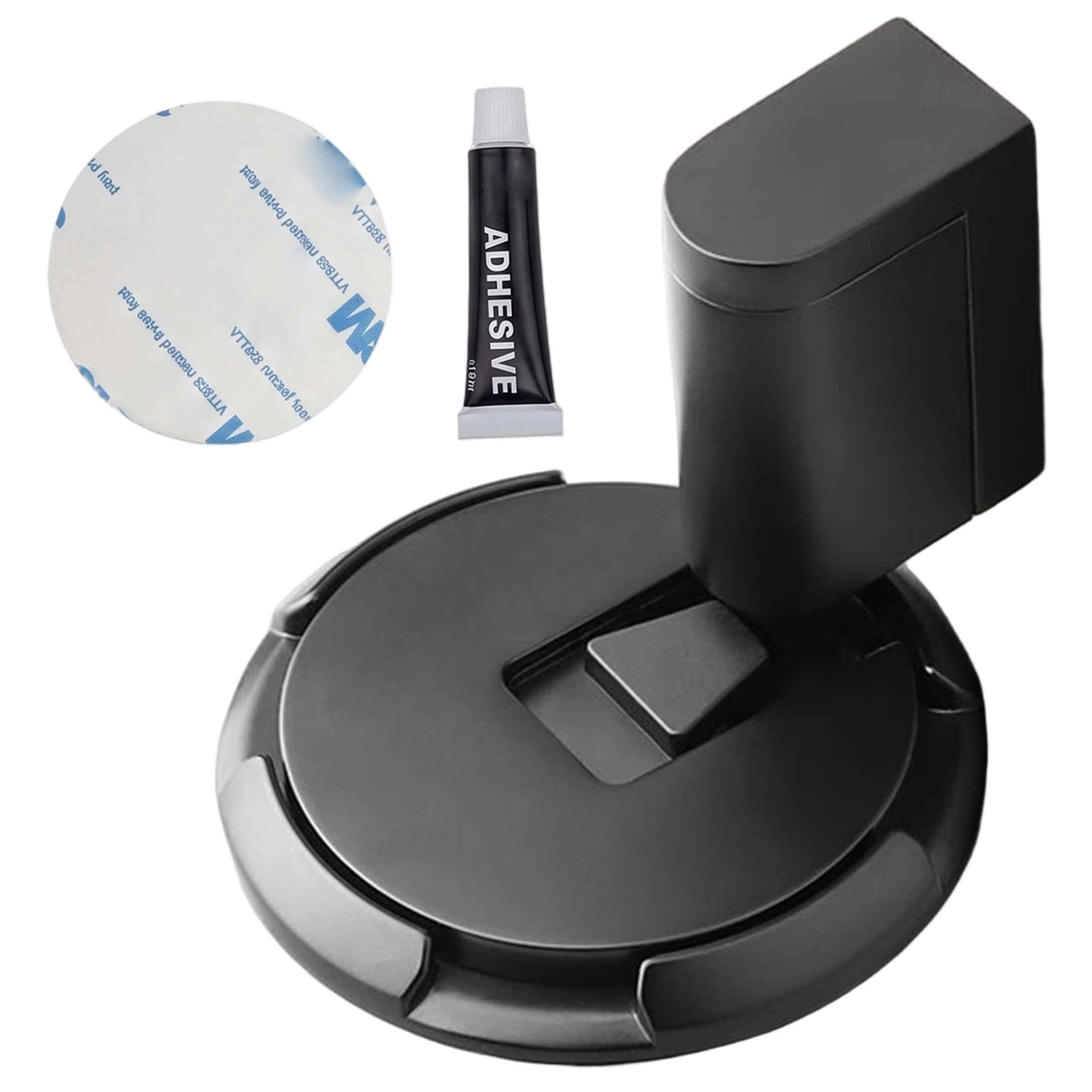 Grtheenumb Black + Booster Pad Magnetic Door Stoppers, Magnetic Door Stops, Mechanical Push-To-Hold Catch With Heightening Pad, No-Drill/Drill Options, Black