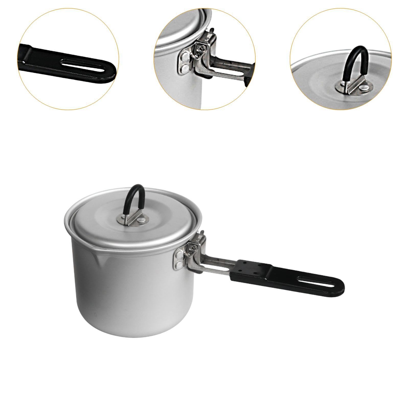 Menolana Camping Pot Cooking Pot Multipurpose Lightweight with Folding Handle Cookware for Backpacking Camping Campfire Outdoor Indoor