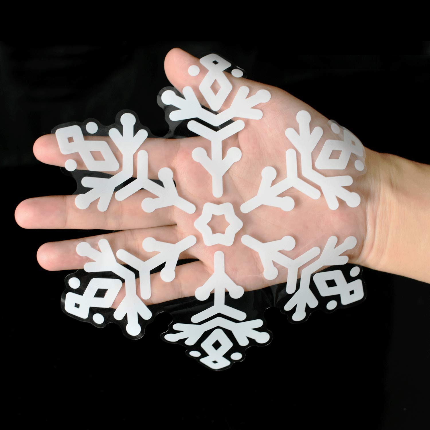 CUALFEC Snowflake Window Clings for Glass Windows Assorted Size Snowflakes Window Decals Reusable & Removable Static Material - 300+ Pcs …
