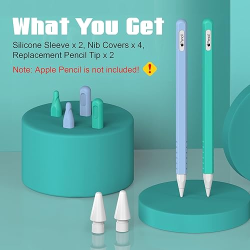 Miniatura 10 de Paquete de 2 fundas compatibles con Apple Pencil de 2 generación, accesorios de funda protectora para Apple Pen de silicona con agarre para iPencil