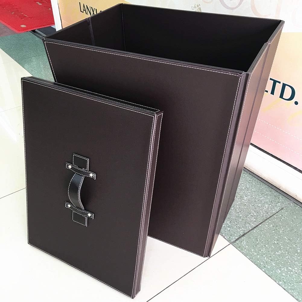 Dirty Laundry Hamper Sorter Basket Dirty Clothes Bag Storage Basket Dirty Clothes Bin Box Foldable PU Leather with Lid Model Room (Color : Black, Size : 45 34 57cm) (Brown 45 * 34 * 57cm)