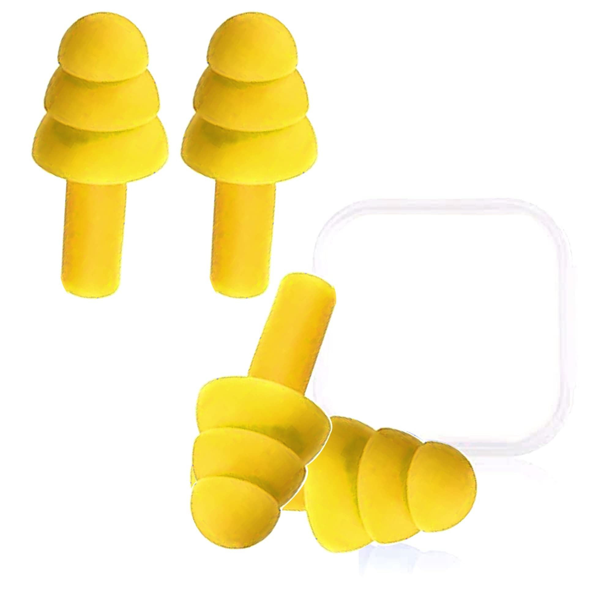 earplugs for sleeping noise cancelling, reusable ear plugs– super soft, silicone ear plug, swimming, snoring, concerts, work, noisy places (pack of 2) (yellow)