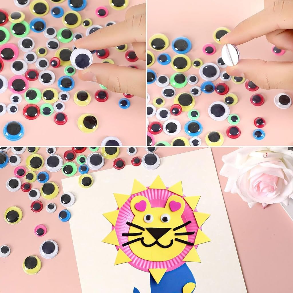200Pcs Wiggle Eyes Self Adhesive Round Eyes Wobbly Eyes Plastic Craft Eyes for DIY Scrapbooking Toy Crafts