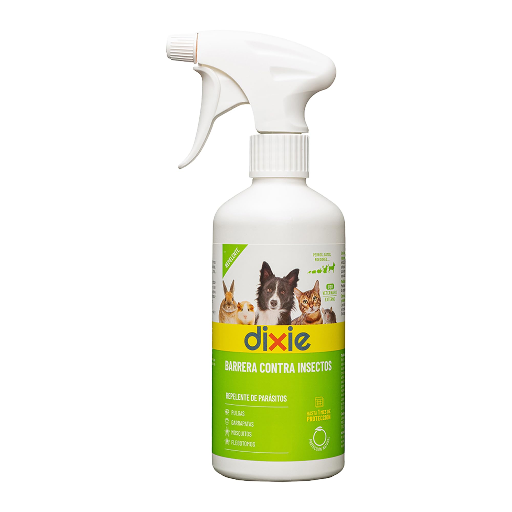 DIXIE - Spray Repelente Gatos y Perros - 300 ml - Repele y Protege contra Mosquito Flebótomo, Piojos, Pulgas y Garrapatas - sin Insecticidas - Protege hasta 4 Semanas - se Adhiere sobre el Pelaje