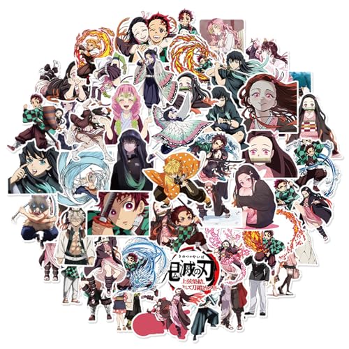 Demon Stickers Slaye for Kids 50Pcs Cute Stickers for Boys Stickers for Children Party Bags Filler Waterproof Vinyl Kawaii Stickers for Laptop Skateboard Scrapbooking Bedrooms