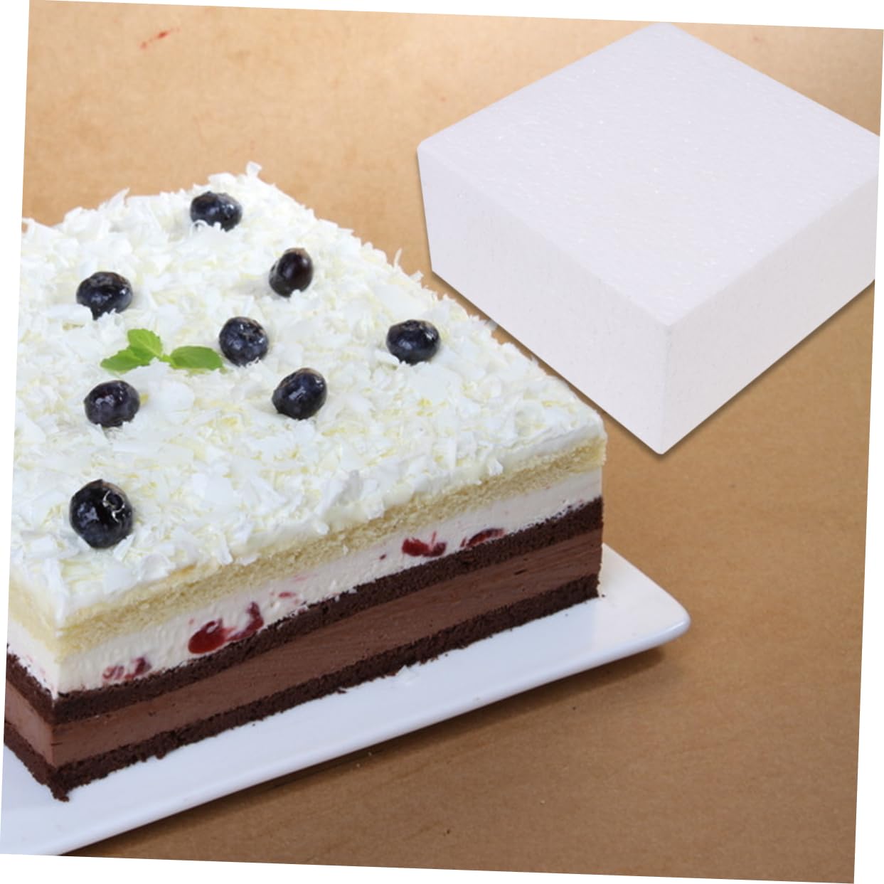 Veemoon 24pièces Moule Fondant Carré DIY Briques pour Création Gâteaux Surfaces Vierges Poncées Peintes Base Centre Table avec Piques Fleurs