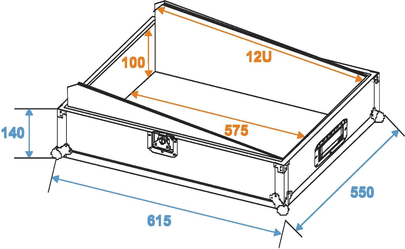 ROADINGER Mixer-Case Profi MCB-19, schräg, sw, 12HE | Flightcase für 483-mm-Geräte (19")
