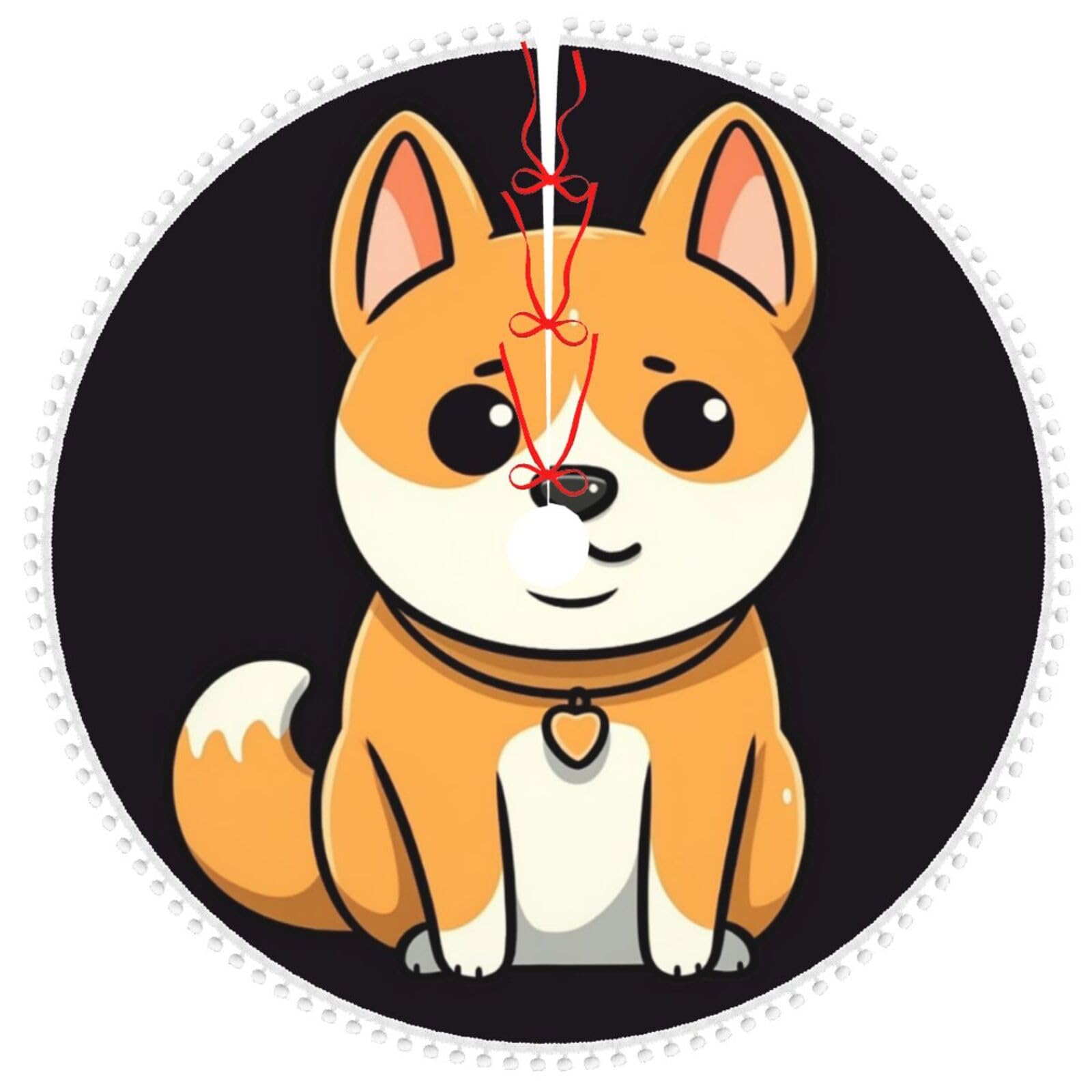 Jupe de sapin de Noël Shiba Inu 122 cm avec pompons pour décoration de fête