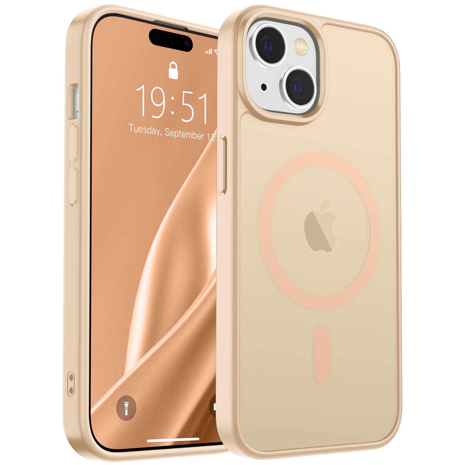 SUPFINE Magnetic for iPhone 15 Case (Compatible with MagSafe) (Military Grade Drop Protection) Slim Translucent Matte Shockproof with Anti-Fingerprint Phone Case, Sand Pink
