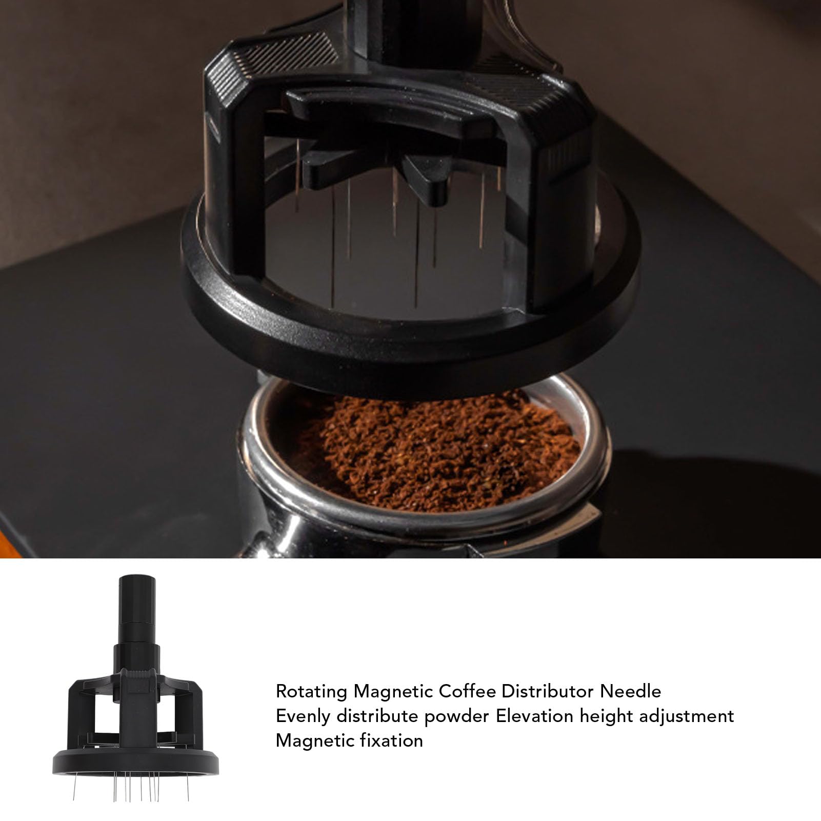 Luocute Innovadora Herramienta de Distribuidor de café con Aguja, Aleación de Aluminio Aleación de Acero Inoxidable Tool de Distribución de Expreso para, Mejorando la extracción. Gran (58MM)