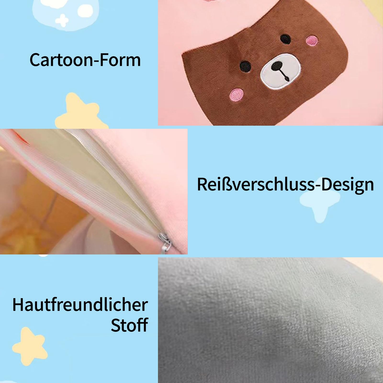 Sitzkissen Kinder Stuhlkissen, Cartoon Tier Sitzkissen Stuhl Sitzpolster mit Abnehmbarer Bezug, Bodenkissen Tatami-Sitzkissen für Büro Auto Hause Schule (Braunbär,40 * 40cm)