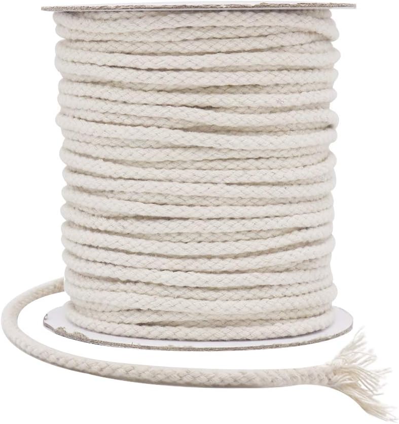 Tenn Well Macrame Cord, 5mm 165 Feet Cotton Braided Macrame Rope for Plant Hangers Wall Hangings DIY Crafts (Beige)