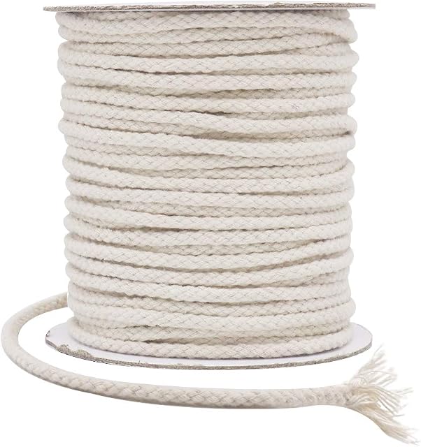 Tenn Well Macrame Cord, 5mm 165 Feet Cotton Braided Macrame Rope for Plant Hangers Wall Hangings DIY Crafts (Beige)