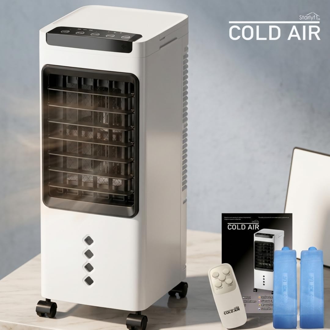 STARLYF Cold Air -Rafraîchisseur d’Air Portable – Climatiseur Évaporatif avec Réservoir d’Eau – Air Frais sans Installation – Faible Consommation, Compact et Silencieux pour Maison et Bureau
