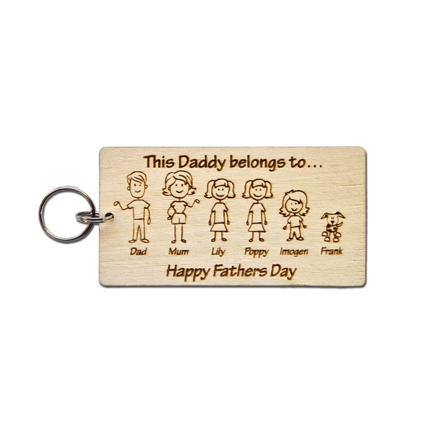 Mooseys Wood Personalised Fathers Day Gift Engraved En Keyring Family Daddy Dad Grandad
