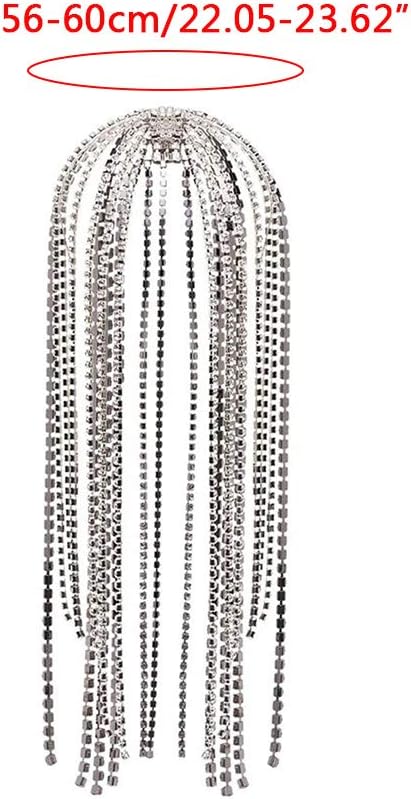 女性用ロングラインストーンヘッドバンドジュエリーチェーンブライダルヘアフープ。