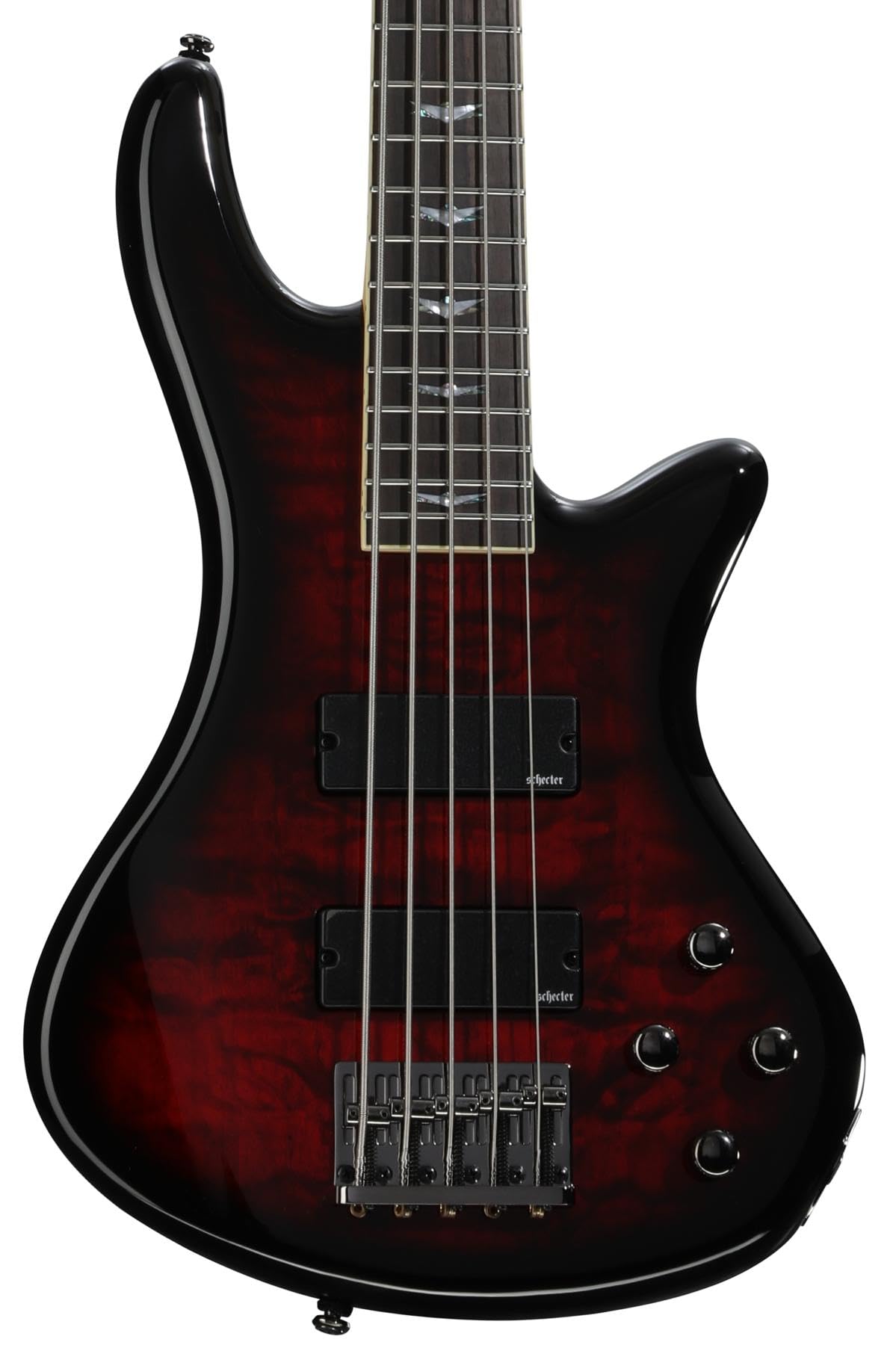 Amazon | Schecter Stiletto Extreme-5 Bass Guitar, Black Cherry