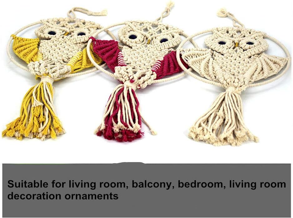CHICIEVE Owls Dream Catchers Cotton Macrame Wall Hanging for Kids Bedroom Wall Decor 22" L X 11.6" W (Begie)