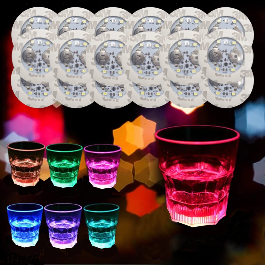 LED Coasters 30-Pack, 7 Colour Settings, Light Up Coasters for Bottles, Glasses & Cups, Kitchen Accessories & Holiday Decor, Perfect for Christmas & Gaming Nights